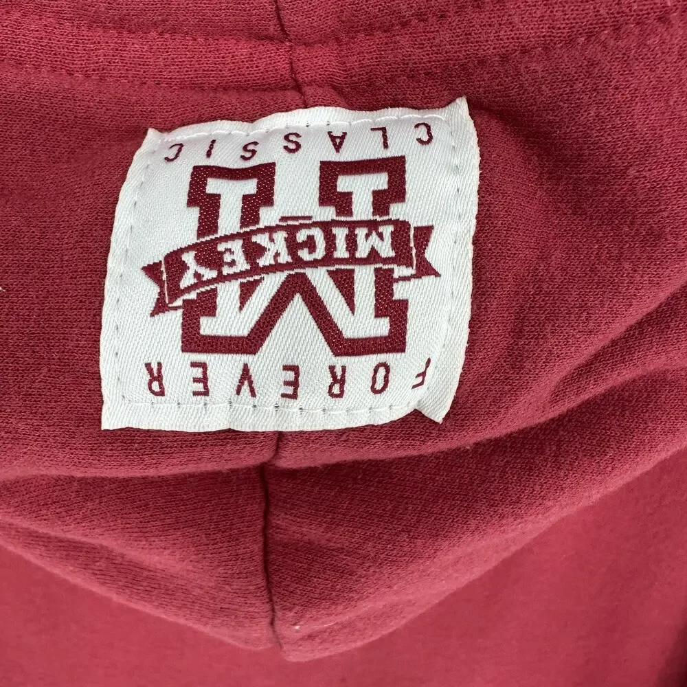 Disney Mickey Mouse Hoodie Mens XL Red Sherpa Lined Classic Pullover Sweatshirt - Picture 6 of 9